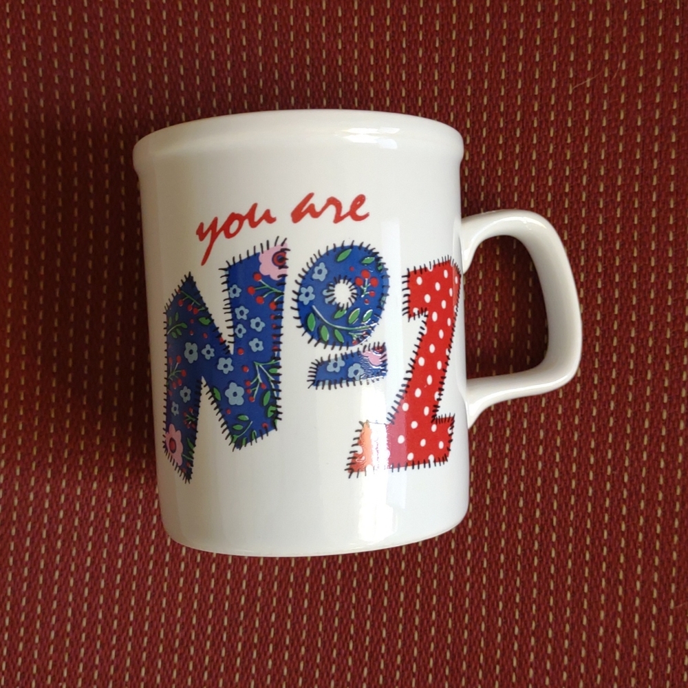 Lefton China Coffee Mug Cup "You are No 1" Patchwork Hand Painted #03335